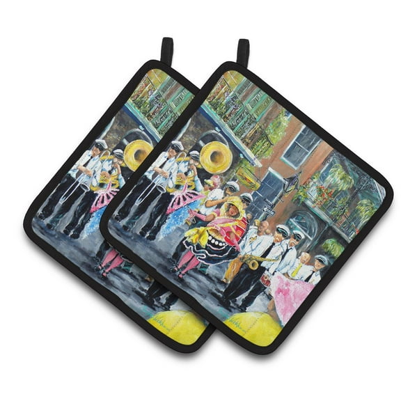 Carolines Treasures MW1328PTHD French Quarter Frolic Pair of Pot Holders , 7.5HX7.5W, multicolor