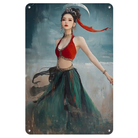 Metal Tin Sign - 8x12" Vintage Dancer Art Poster for Home, Bar, Cafe Wall Decor