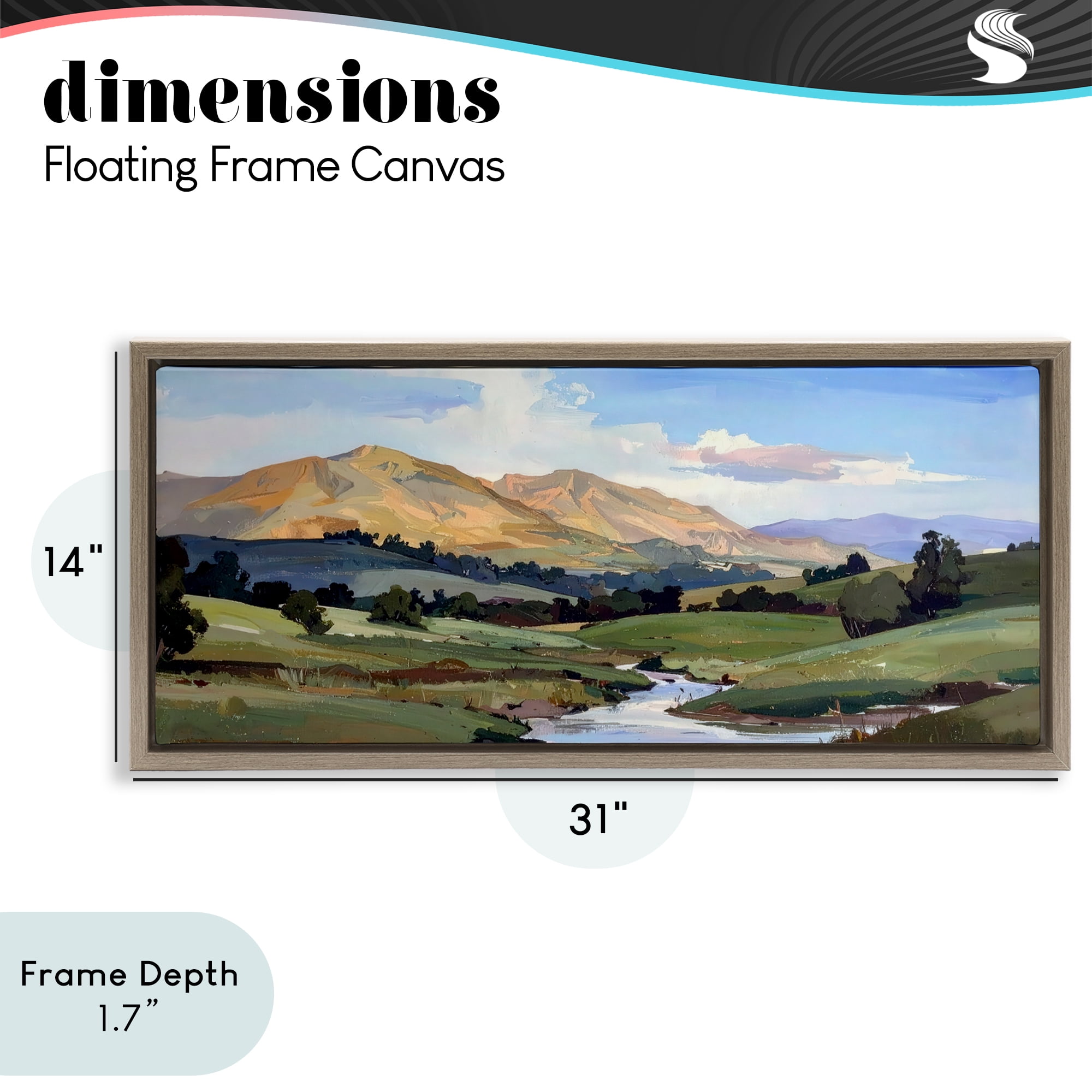Stupell Industries Winding River Across Valley Brown Framed Floater Canvas Wall Art, design by Alonza Saunders