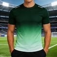 thumbnail image 2 of XFeng.Men's Gradient Color Quick Dry Athletic Short Sleeve T-Shirt, Breathable Crew Neck Running Sports Tee.Dark Green.M, 2 of 7