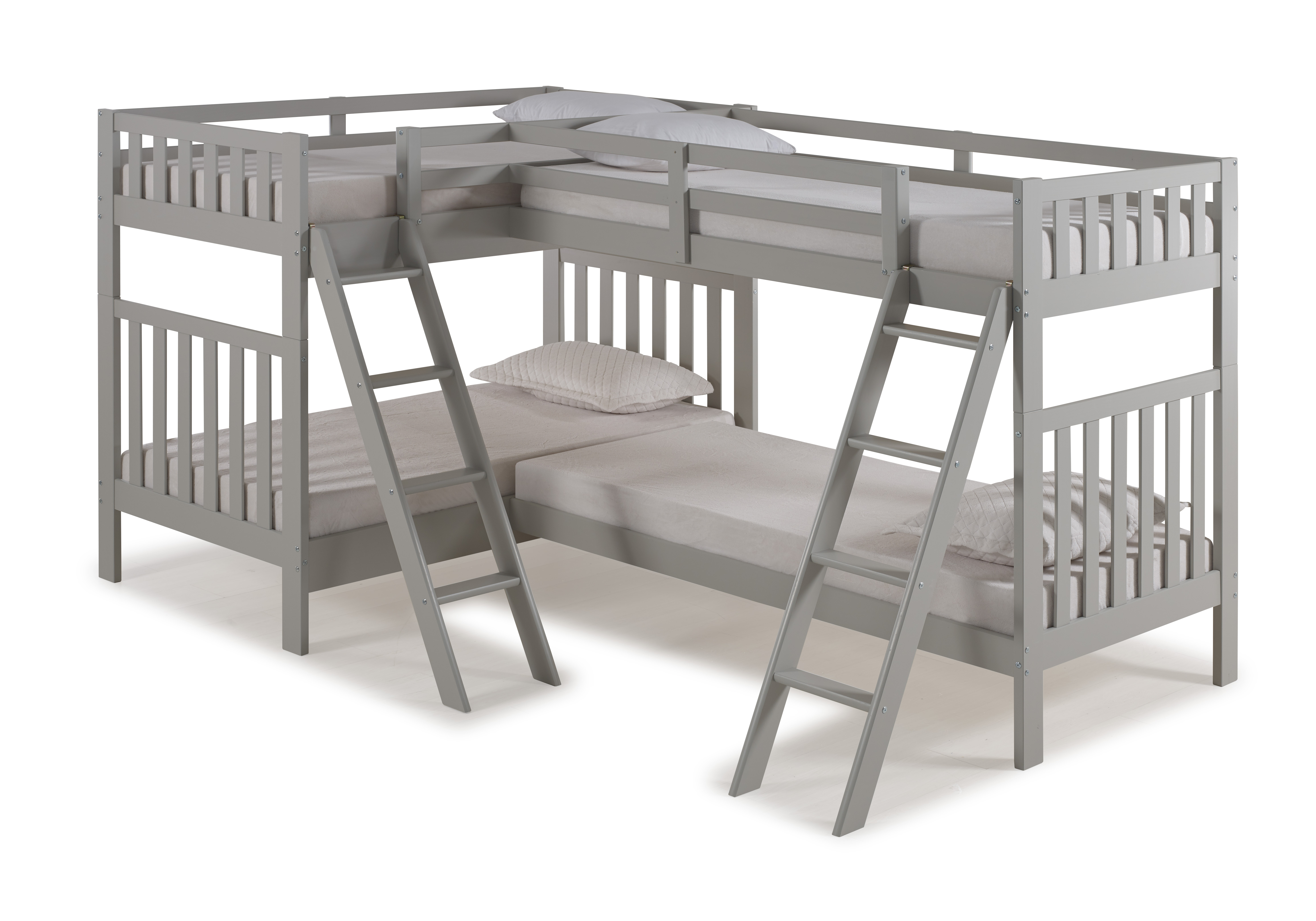 Aurora Twin Over Twin Bunk Bed with QuadBunk Extension, Dove Gray