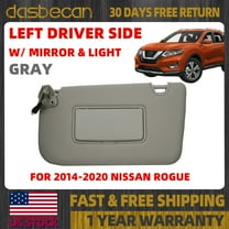 Dasbecan Left Driver Side Gray Sun Visor W/ Light For Nissan Rogue 2014-2020 96401-4BA3E 96401-4BA1D