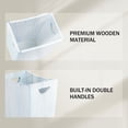 thumbnail image 4 of White Wood Farmhouse Waste Basket with Antique Metal Handle, Rustic Trash Can for Bathroom, Bedroom, and Office, 4 of 7