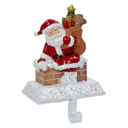 UPC 086131329739 product image for Kurt Adler Resin Santa with Gift Box Stocking Holder | upcitemdb.com