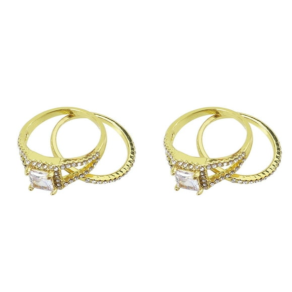 (2-Pack) 2025 Couple Rings Classic Gold-Plated Punk Rings Ring inlaid Zircon Jewelry Teen Rings Women Chunky Ring Mens