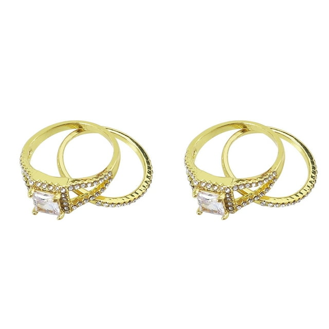 (2-Pack) 2025 Couple Rings Classic Gold-Plated Cute Rings Ring inlaid Zircon Jewelry Crystal Rings Rings for Women Heart Rings for Teen S Spoon