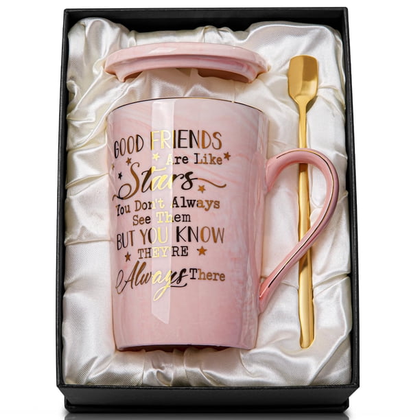 Best Friends Regalos de amistad para mujeres Regalos de cumpleaños para mujeres Ideas únicas de regalos de cumpleaños para sus amigas Besties femeninas BFF Taza de café de mármol de cerámica Caja de r