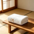 thumbnail image 4 of Btomtd Cotton Household Bath Towels, Water Absorbing Body Drying Towels, Non-Shedding Embroidered Shower Towels, Size 67" x 27.5", White, 4 of 5