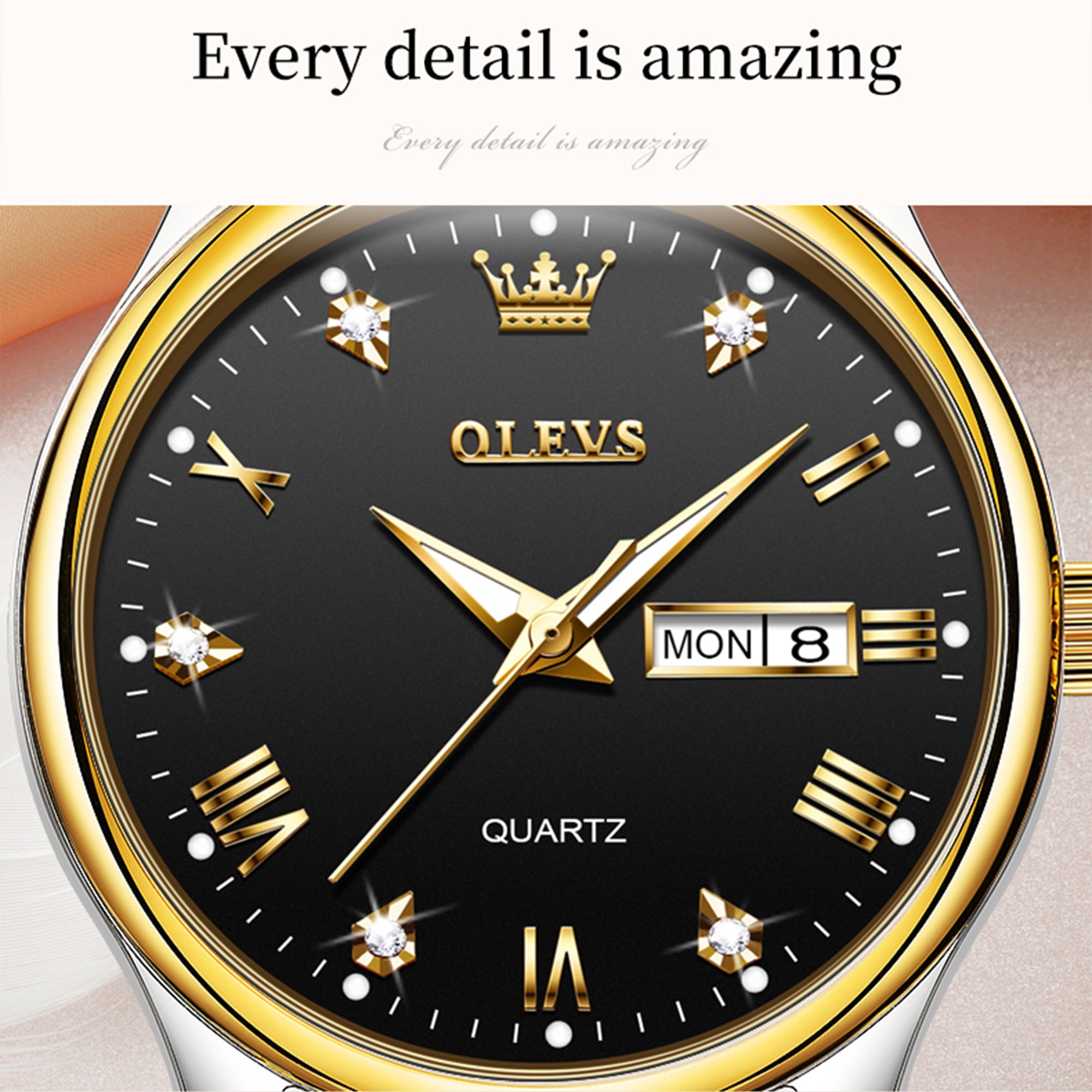 OLEVS Watches for Women Luxury Dress Quartz Analog Casual Gold Plated Stainless Steel Waterproof Luminous Date Fashion Ladies Wrist Watches Gifts Relojes para Mujer