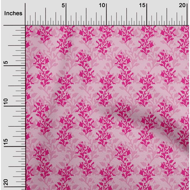 oneOone Cotton Cambric Fabric Leaves & Floral Block Decor Fabric Printed BTY 56 Inch Wide