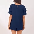 thumbnail image 3 of Two Piece Sets for Women 2026 Spring Summer Ruffle Sleeve Lounge Matching Shorts Set Casual Beach Vacation Clothes Navy XL, 3 of 7