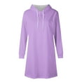 thumbnail image 4 of Strungten Women's Fashion Casual Solid Color Long Sleeve Drawstring Hoodie Sweatshirt Dress long dresses for women formal, 4 of 5