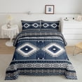 thumbnail image 2 of Feelyou Bohemian Triangle Buffalo Queen Comforter Set, Blue Hippie Aztec Bedding Sets, Teens Adult Women Men Reversible Bedding Comforter Set, Microfiber Bedroom Decor, 3-Piece, 2 of 8