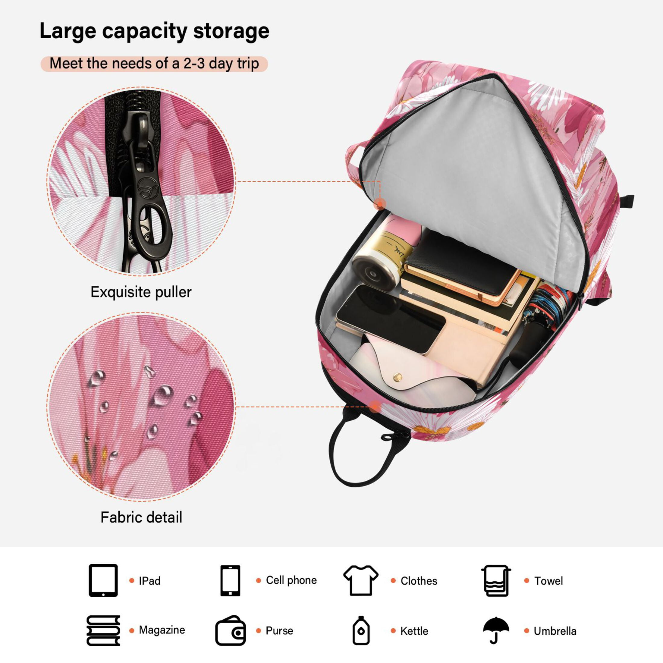 2 Racquet Holder Tennis Backpack Tennis Racket Covers Gym Bags Blooming Cherry Blossoms