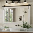 thumbnail image 6 of PAIHOME 40"x26" White Bathroom Mirror for Wall, Barn Door Solid Wood Frame Vanity Mirror - Farmhouse Decor, 6 of 12
