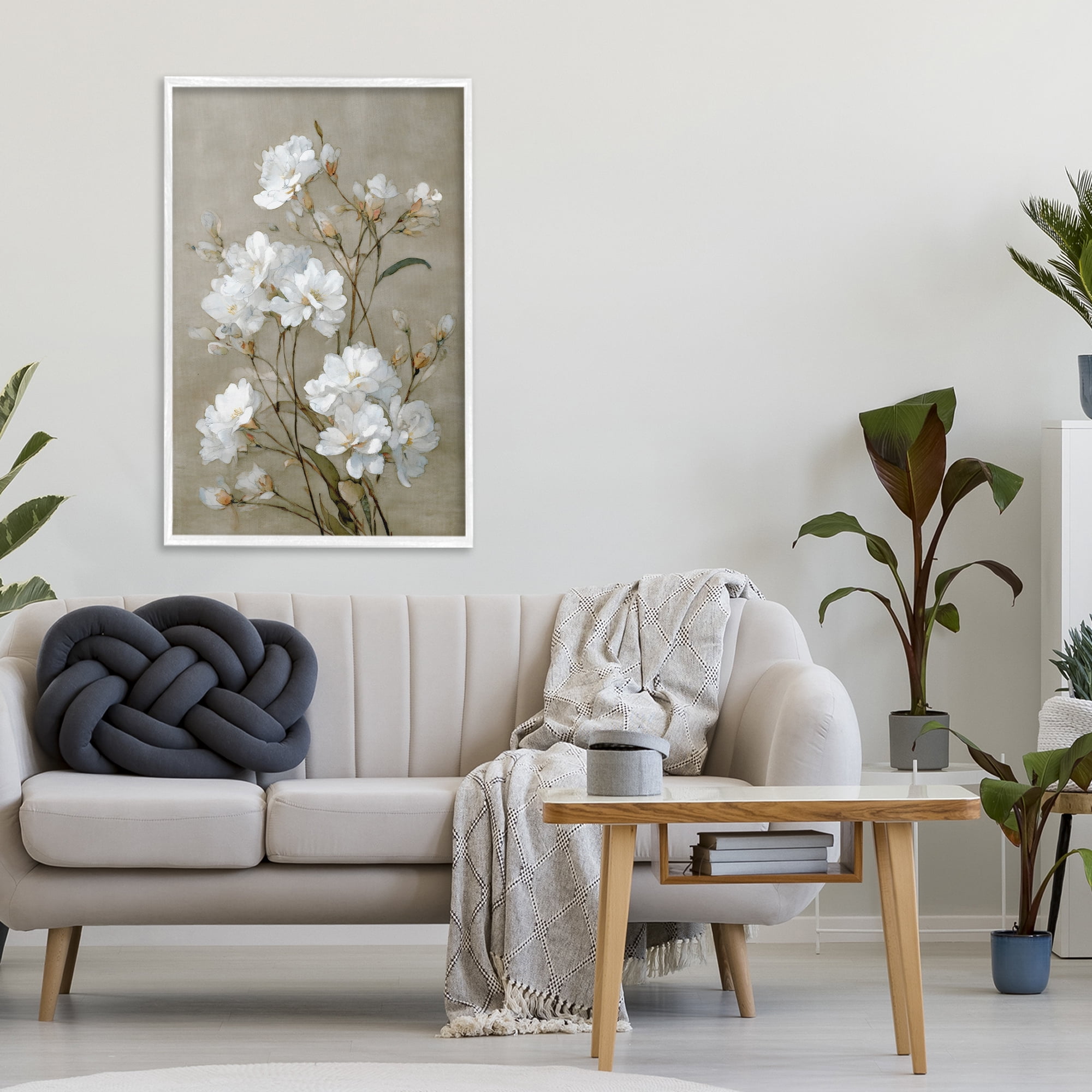 Stupell Industries Aged White Botanical Study White Framed Giclee Art, design by Petal Prints Design