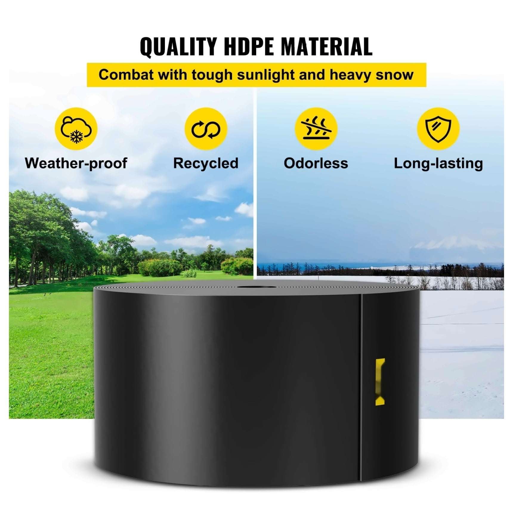 Landscape Edging 60ft x 10in, Recycled HDPE Flexible Garden Border for Lawn, Yard, Black - Weed Barrier, Terrace Board, Bendable Lawn Edging
