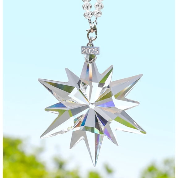 2025 Annual Edition Crystal Christmas Ornaments, Snowflake Star Ornaments for Christmas Tree, Beautiful Colorful Ornament Gifts for Family Friends