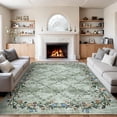 thumbnail image 3 of Garvee 4'x6' Floral Area Rugs, Machine Washable Vintage Oriental Flower Print Rugs with Non-Slip Backing Low Pile Stain Resistant Rug Carpet for Living Room Bedroom Dining Room, Green, 3 of 9