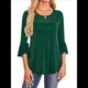 thumbnail image 2 of Blusa Elegante con Volantes para Mujer, 3/4, Cuello Redondo, Doble Capa, , Túnica. Verde Oscuro XXL, 2 of 10