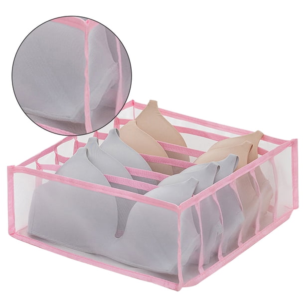 Billuyoard Organizador de ropa interior plegable, sujetador, corbata, calcetines, caja de almacenamiento de ropa, contenedor, armario, Almacenamiento y organización del hogar Rosado 6 celdas