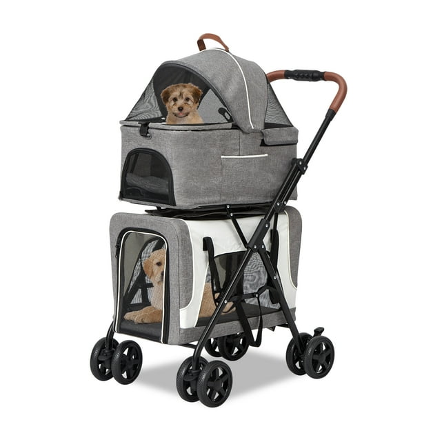 Kinbor 3 In 1 Pet Stroller with Detachable Carriers 4 Wheels Removable Cushions for Dog Cat