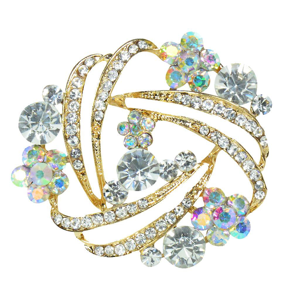 Shiny Gold Butterfly Crystal Rhinestone Brooch Pin Women Breastpin Party Jewelry 