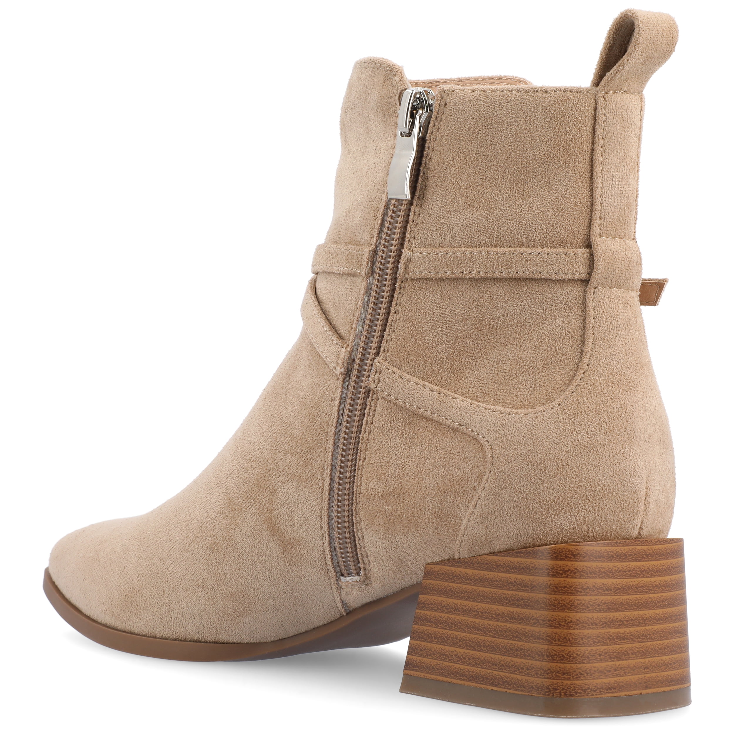 Journee Womens Estelle Stacked Heel Pointed Toe Booties, Widths Available