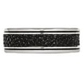 thumbnail image 4 of Mens Stainless Steel 8mm Grooved Stingray Inlay Wedding Band Ring, 4 of 5