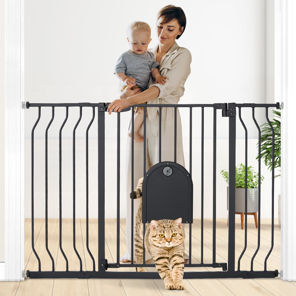 Comomy Baby Gate with Adjustable Cat Door, 29.548.4'' Extra Wide Auto