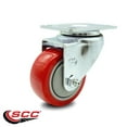 thumbnail image 2 of 3 Inch Red Polyurethane Wheel Swivel Top Plate Caster Service Caster Brand, 2 of 2