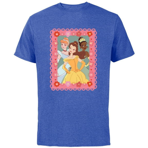 Disney Princess Cinderella Tiana Belle Valentine Day Friends - Short Sleeve Cotton T-Shirt for Adults - Customized-Royal Heather