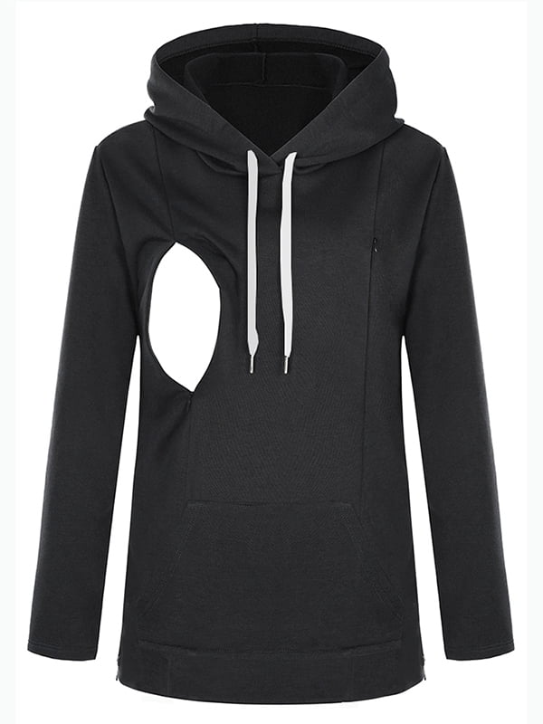 Qtymom Maternity Nursing Sweatshirt Hoodie Zip up Pullover