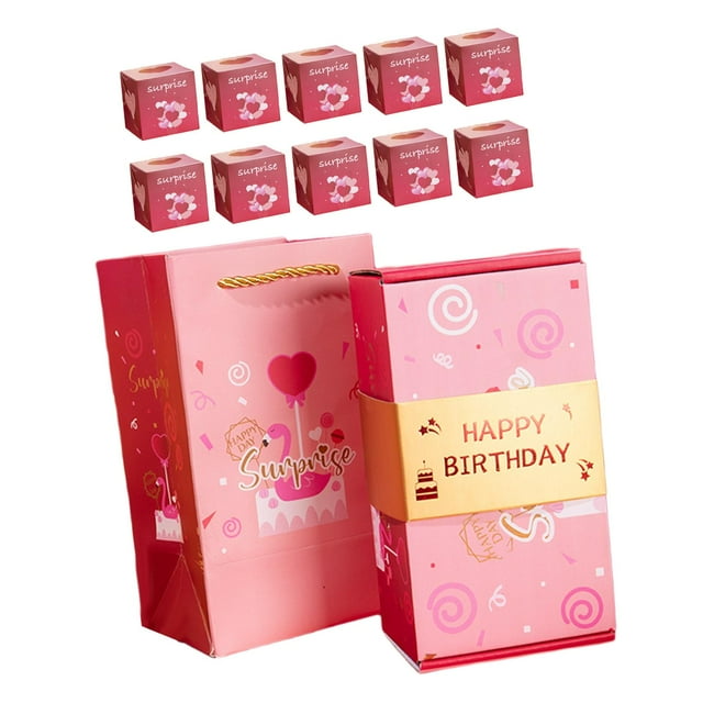Caja de regalo decorativa ligera y hecha a mano, multiusos, plegable, tipo sobre. rosa feliz cumpleaños
