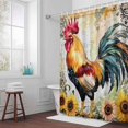 thumbnail image 5 of Watercolor Rooster Sunflower Fabric Shower Curtain Retro Flowers Plant Washable Shower Curtains for Bathroom, Waterproof Bath Curtain with Hooks Home Decor 72x84in, 5 of 8