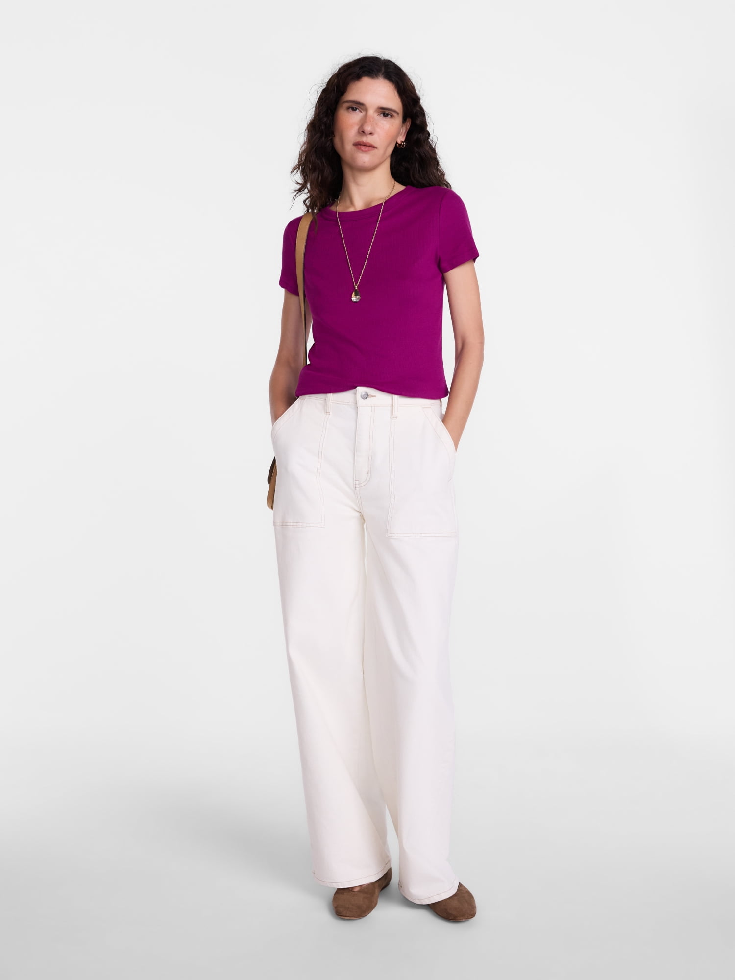 Scenario Women's Rib Tee with Short Sleeves, Sizes XS-XXXL