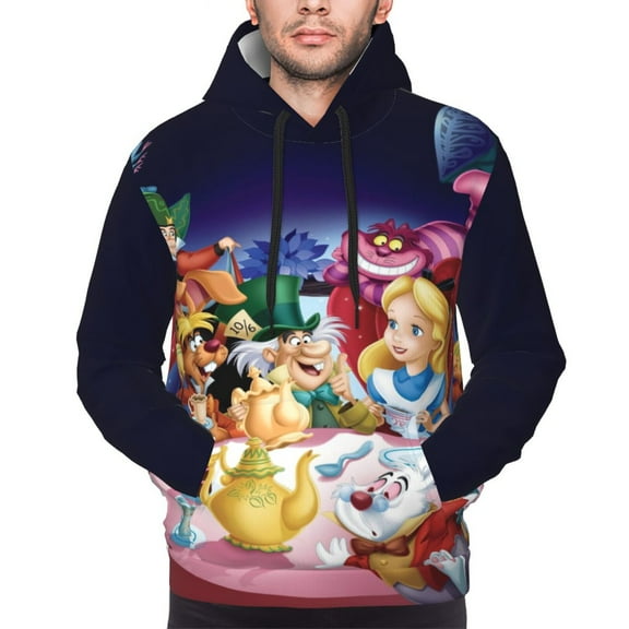 Unisex Alice in Wonden-Lan Pullover Hoodies 3D Print Novelty Sweatshirts Hoodie with Pocket for Men Women