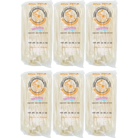 Snackathon Pad Thai Style Rice Stick Noodles, 5 mm Width, 16 oz (Pack of 6)