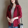 thumbnail image 3 of Women's Solid Hooded Collar Cardigan Hoodies 2023 Spring and Autumn New Korean Zipper Pockets Loose Sleeve Casual Sports Coat, 3 of 4