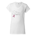thumbnail image 2 of Wild Bobby Strong Joshua 1:9 Breast Cancer Breast Cancer Awareness Women Standard V-Neck Tee, White, X-Large, 2 of 6