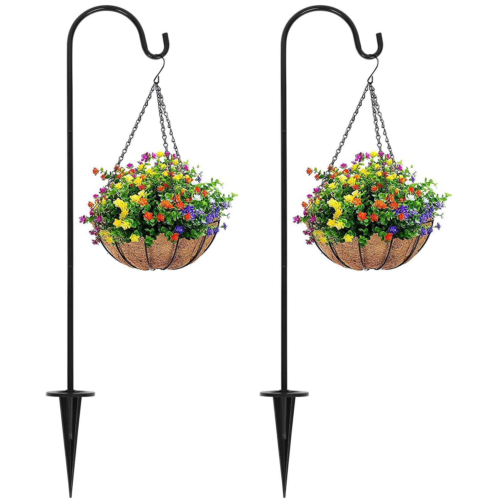 2 Pcs Outdoor Shepherd Hooks Garden Flowerpot Stands Courtyard Hanging