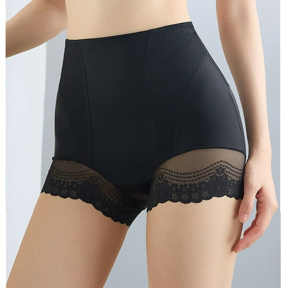 Pisexur Underwear Womens Antibacterial Comfort Tummy Control Underwear Women Large Size Lace Safety Pants Waist-lifting Hip-shaping Pants Underwear Black,L