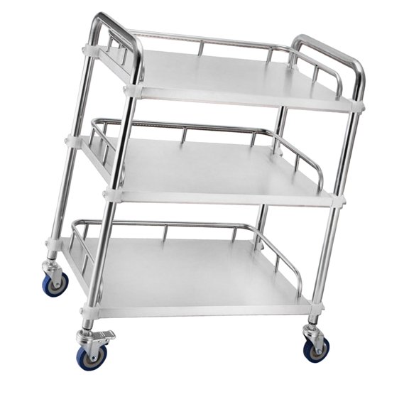 WeiLaiKeQi 3 Tier Stainless Steel Lab Serving Cart Kitchen Trolley for Commercial Cater