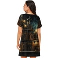 thumbnail image 2 of Women's Nightgown Sleepwear Short Sleeves Shirt Casual Soft Sleepdress, Library Books Magic Vintage Starry, 2 of 7