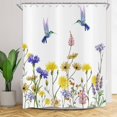 thumbnail image 1 of Floral Shower Curtain, Spring Yellow Daisy Flowers with Hummingbirds Rustic Floral Bathroom Curtain for Home Bathtub Decor Waterproof Fabric Machine Washable with Hooks, 1 of 6
