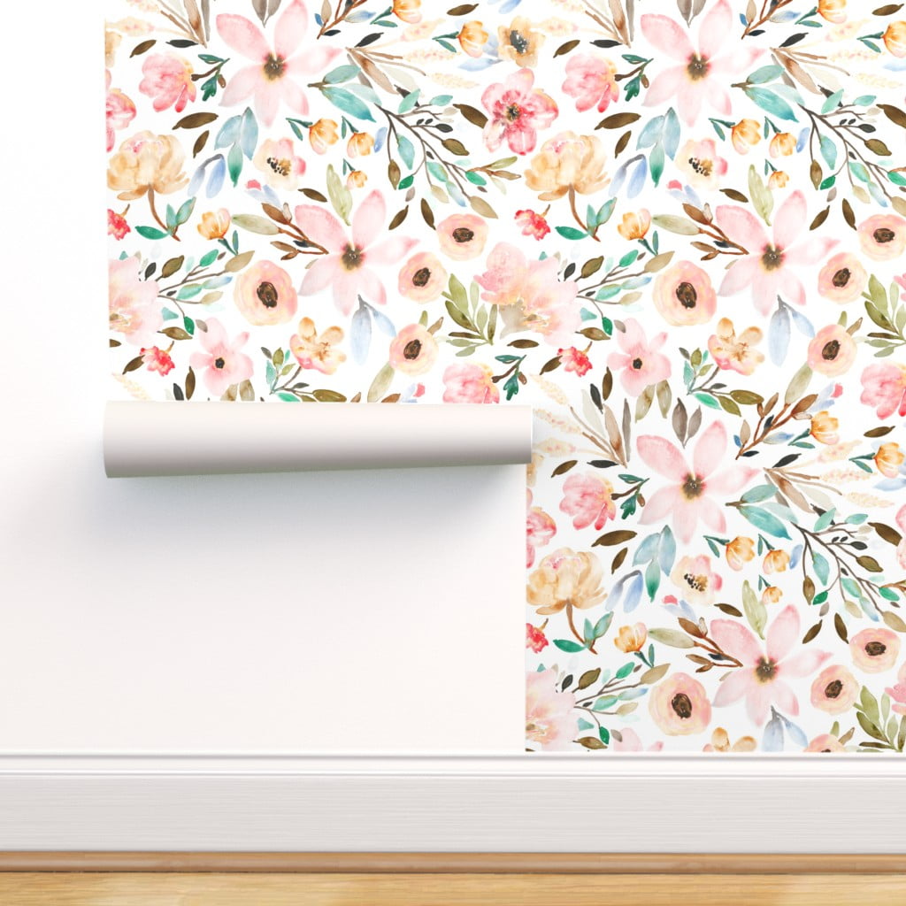 Peel-and-Stick Removable Wallpaper Boho Watercolor Floral Flowers
