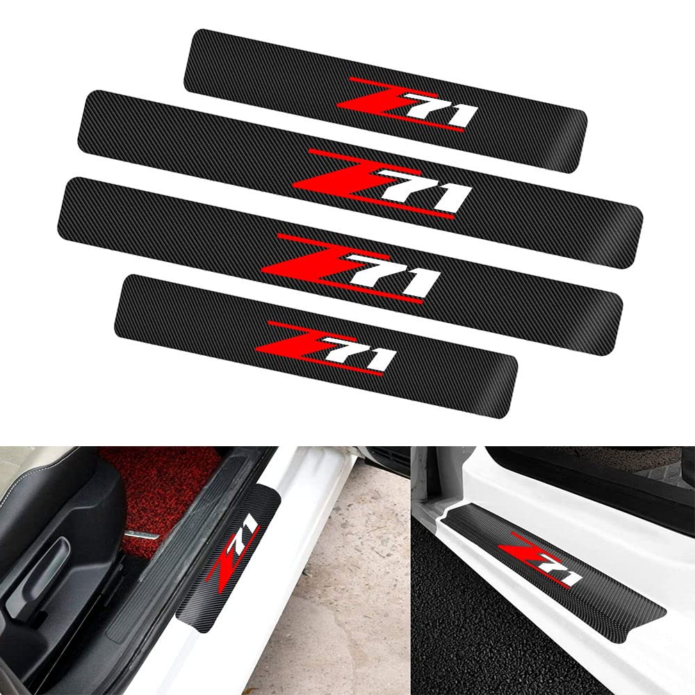 Yuanxi Electronics 4Pcs/Set,Car Door Sill Plate Protectors,Carbon Fibre Vinyl Reflective Car