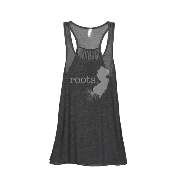 Thread Tank Home Roots State New Jersey NJ Women's Sleeveless Flowy Racerback Tank Top Charcoal Small