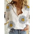 thumbnail image 1 of Camisas elegantes de lino y algodón para mujer, blusas informales con botones sólidos y solapa, blusas sueltas de manga larga para primavera y verano, Blusas tipo túnica Tan Jianjun unisex, 1 of 2