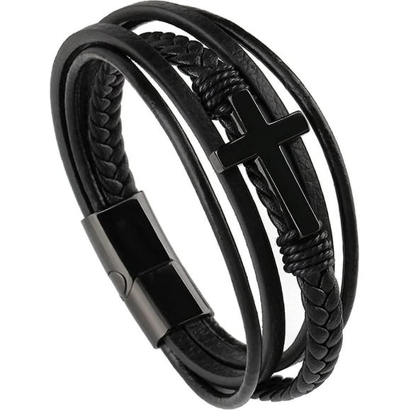 Men's Faith Bracelet Men's Cross Leather Bracelet Gift